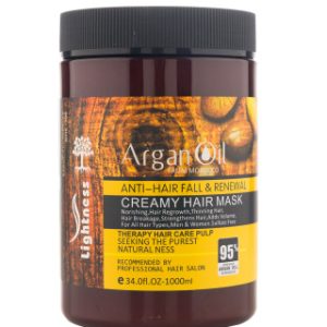 ماسک مو تقویت کننده لایتنس مدل Argan Oil فاقد سولفات مناسب انواع مو حجم 1000 میلی لیتر Lightness Argan Oil Hair Mask 1000m
